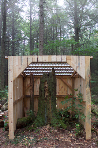 Memorial Woodshed, a piece in the Hemlock Hospice installation. Photo: David Buckley Borden